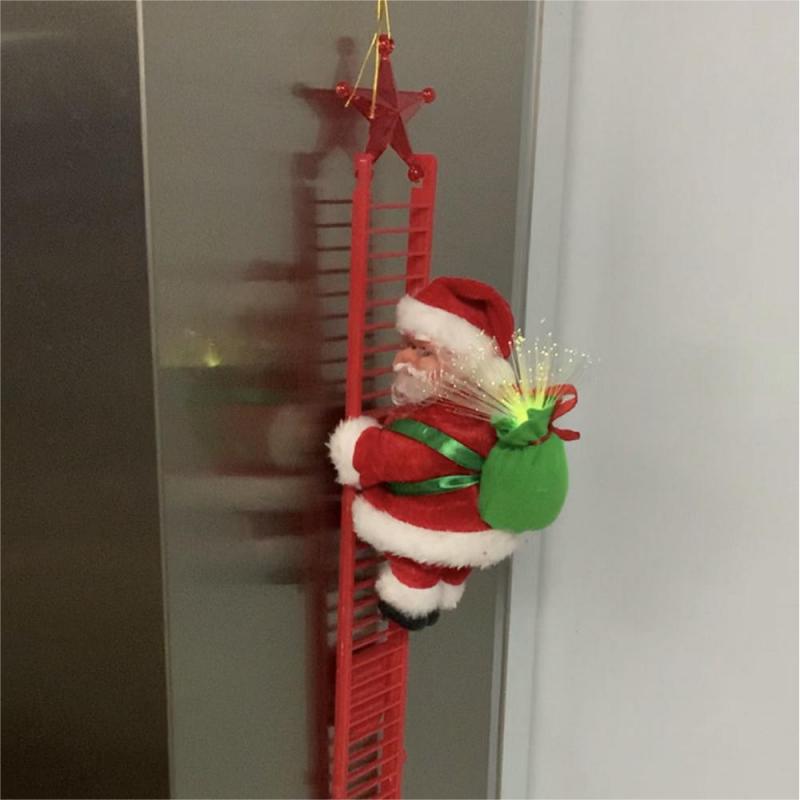 Escada Elétrica de Escalada Música Papai Noel Árvore de Natal Pendurada Decoração Ornamento de Natal Decoração para Casa Presente de Ano Novo