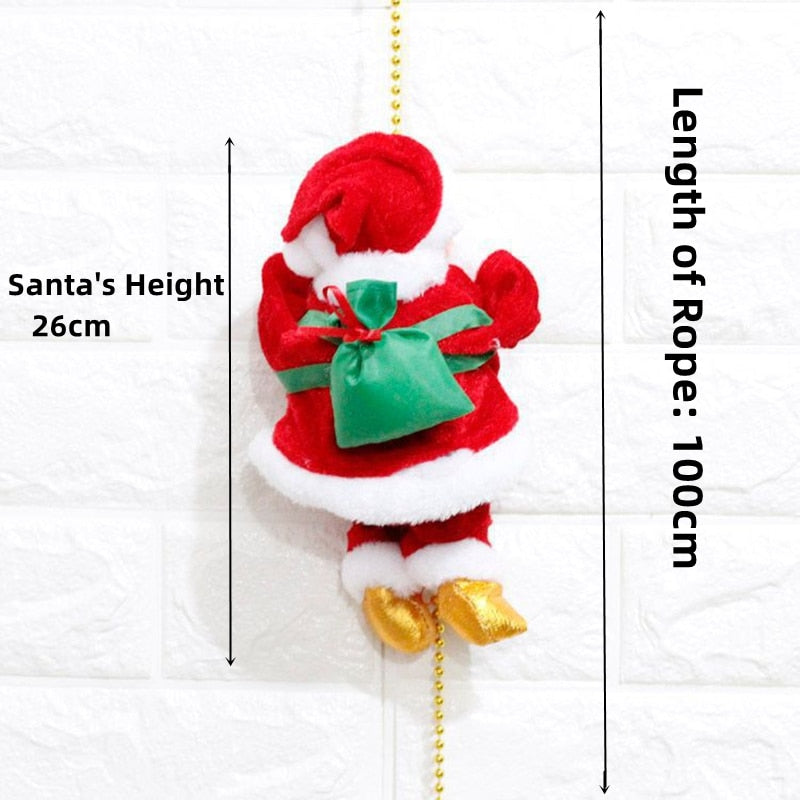 Corda elétrica de escada de escalada de papai noel com música pára-quedismo papai noel brinquedos musicais árvore de natal decoração para casa presentes para menino menina